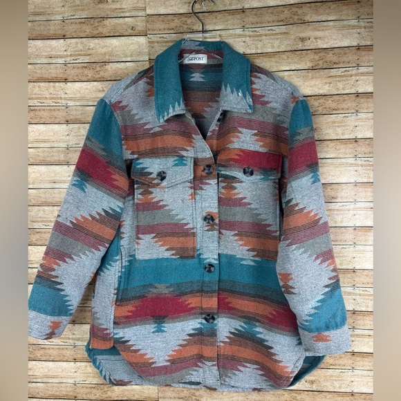 The Post Jacket Womens Medium Blue Southwestern Aztec Western Rodeo sz S/M - Picture 1 of 6